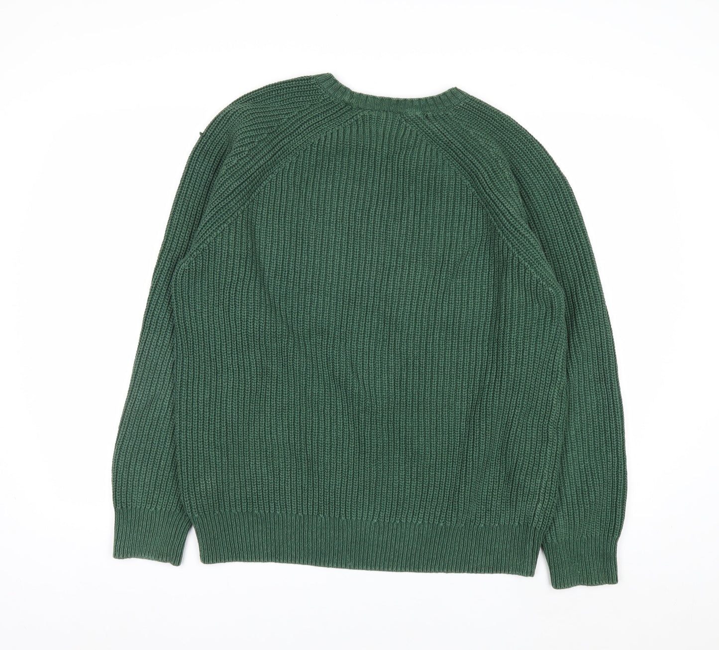 Weekday Men's Green Cotton Chunky Knit Crew Neck Jumper Size M