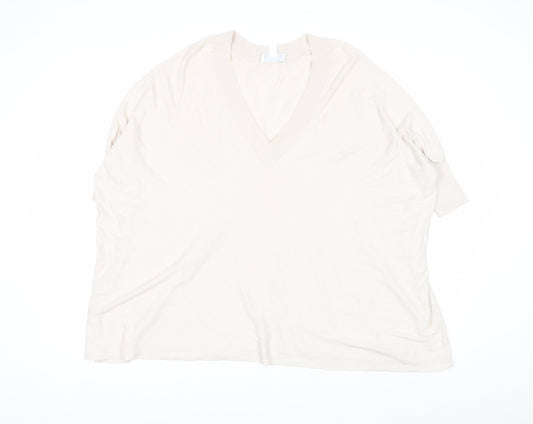 The White Company Women's Ivory V-Neck Relaxed Knit Jumper XS