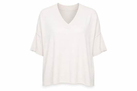 The White Company Women's Ivory V-Neck Relaxed Knit Jumper XS