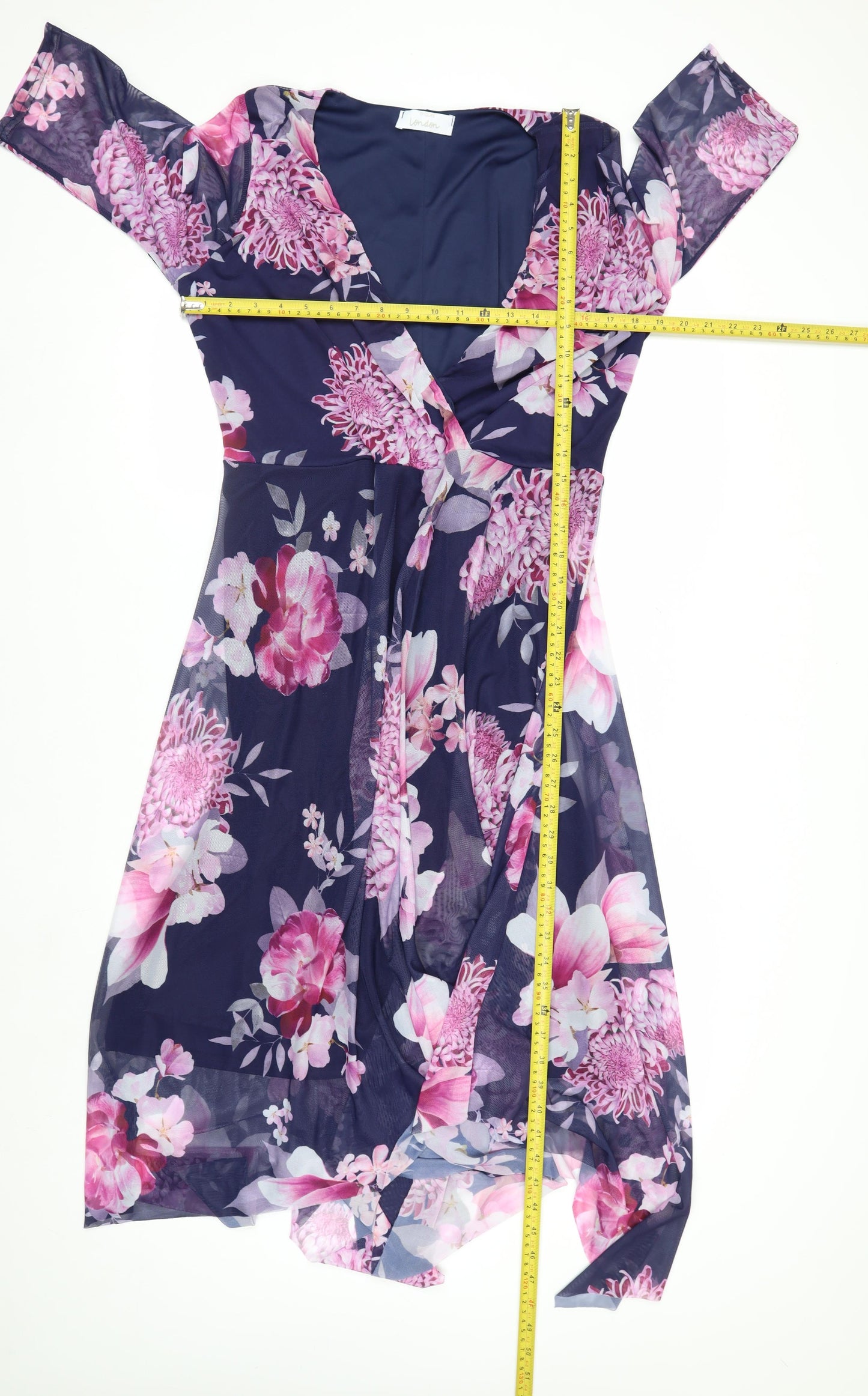 Yours London Womens Blue Floral Wrap Dress Size 20 Midi 3/4 Sleeve