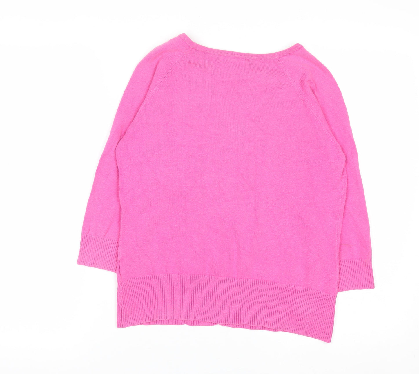 Monsoon Women’s Pink Cotton Blend V-Neck Button Cardigan Size 12