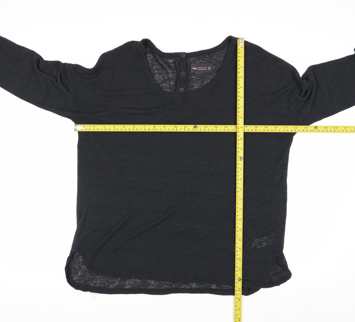 Next Women Black Size 16 Henley Knit Jumper Premium Collection