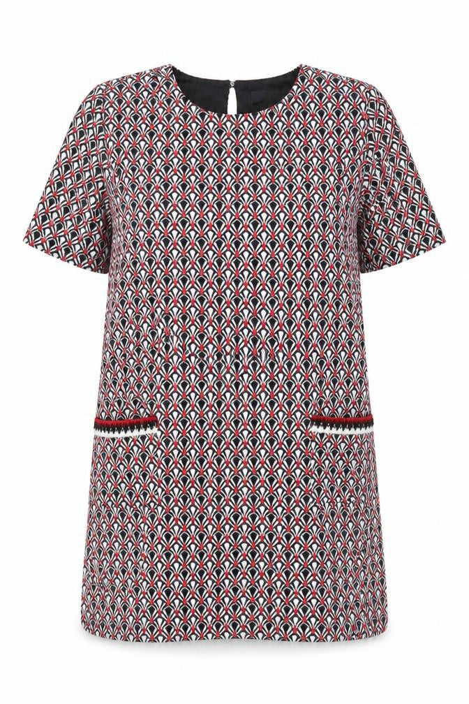 Wallis Women Multicoloured Geometric Shift Dress Size 20 Short Sleeve