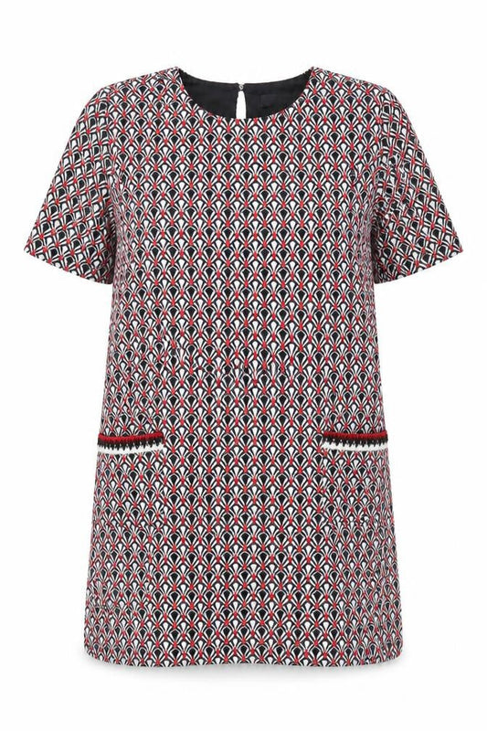 Wallis Women Multicoloured Geometric Shift Dress Size 20 Short Sleeve