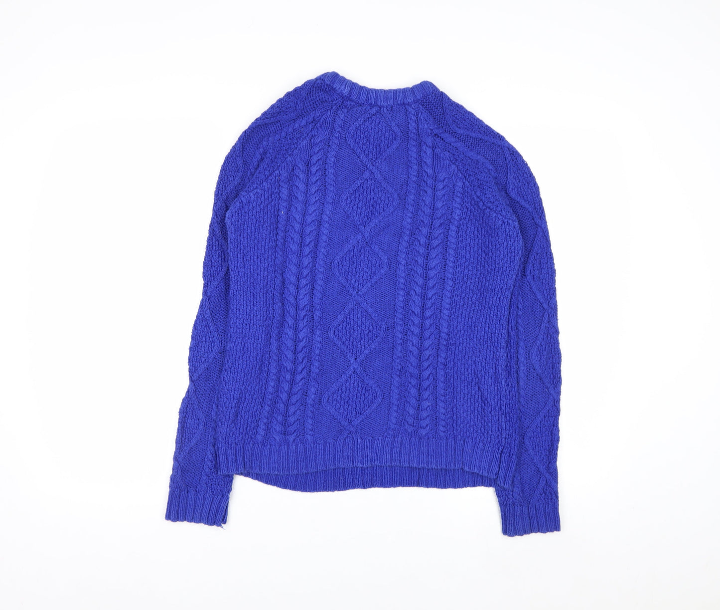 Zara Women Blue Cable Knit Crew Neck Jumper Size S
