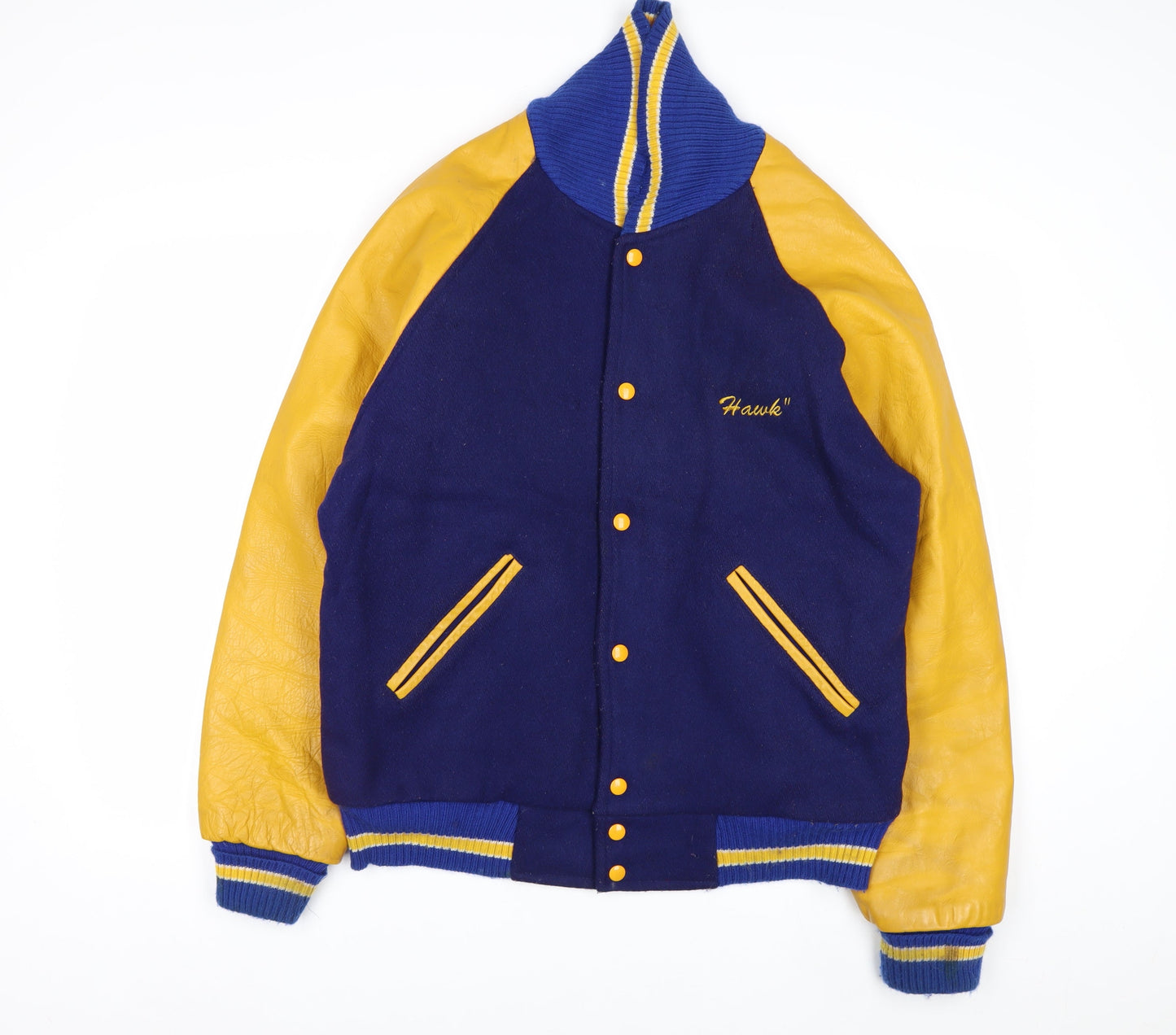 MPC Sports Men’s Blue Varsity Jacket Medium Wool Leather Retro