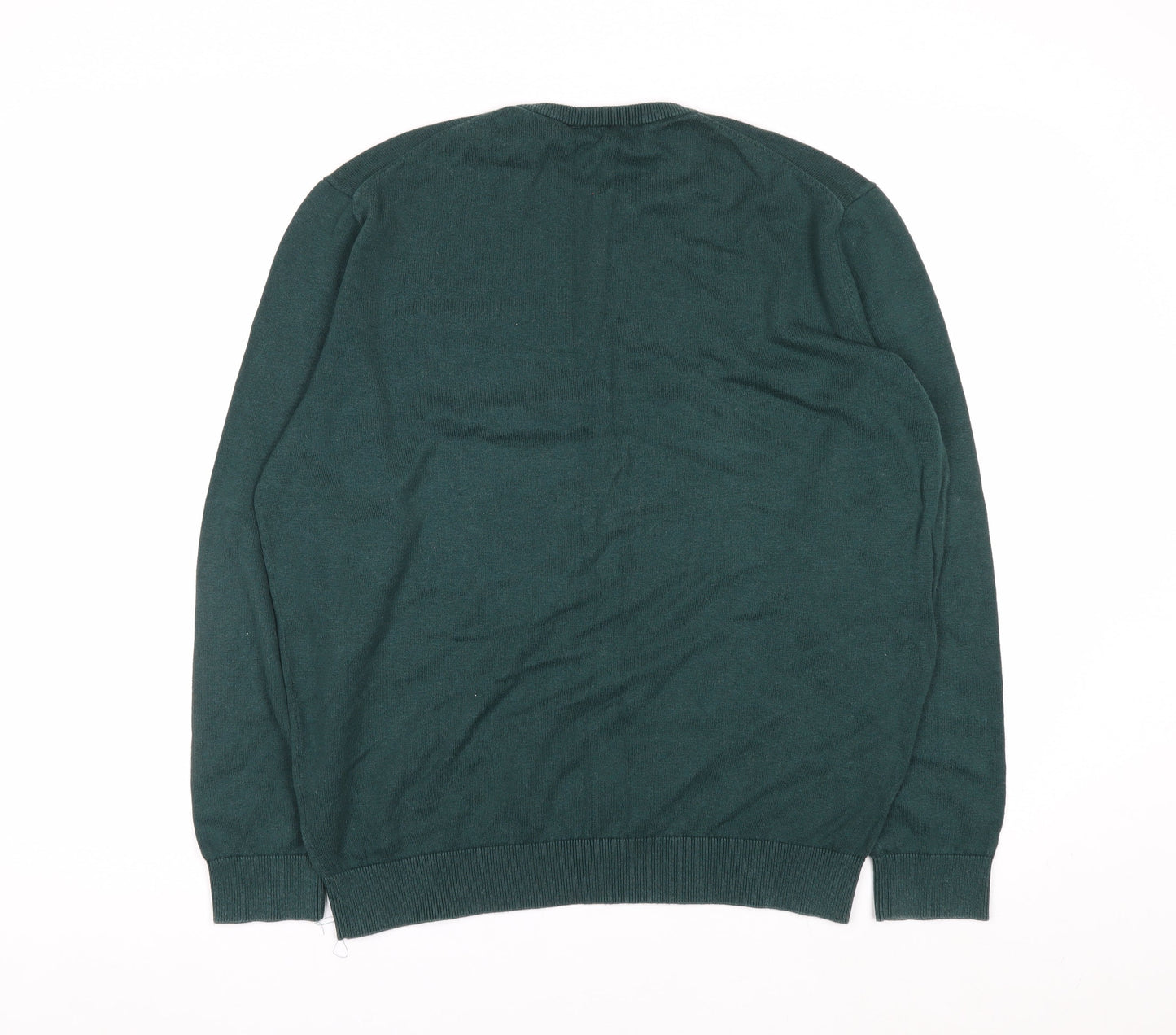 Lacoste Men's Green Cotton Crew Neck Pullover Jumper Size L