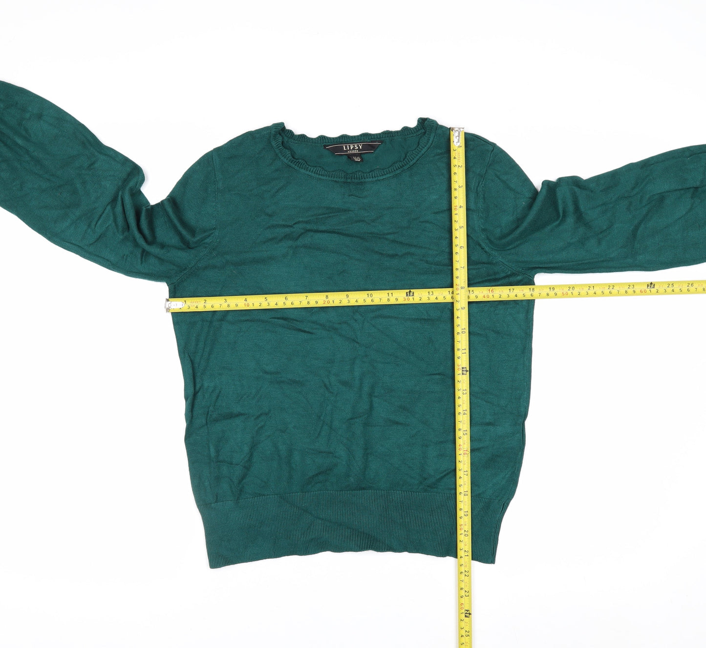 Lipsy Women’s Green Knit Crew Neck Pullover Jumper Size 12