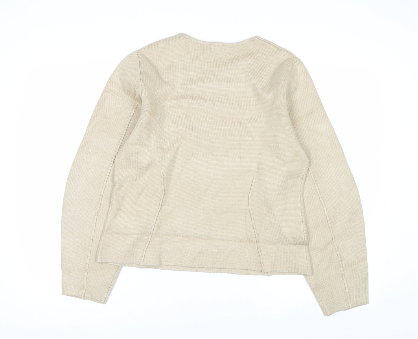 Marks and Spencer Women Beige M Knit Crew Neck Pullover Jumper