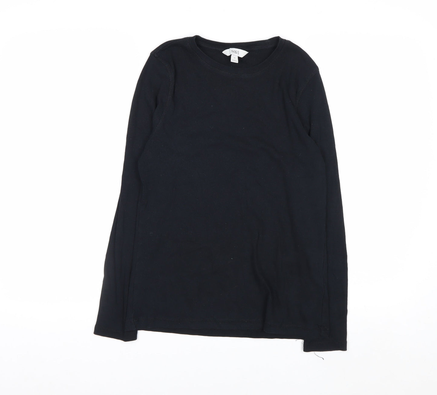 Marks and Spencer Women's Black Long Sleeve Basic Jersey T-Shirt Size 14