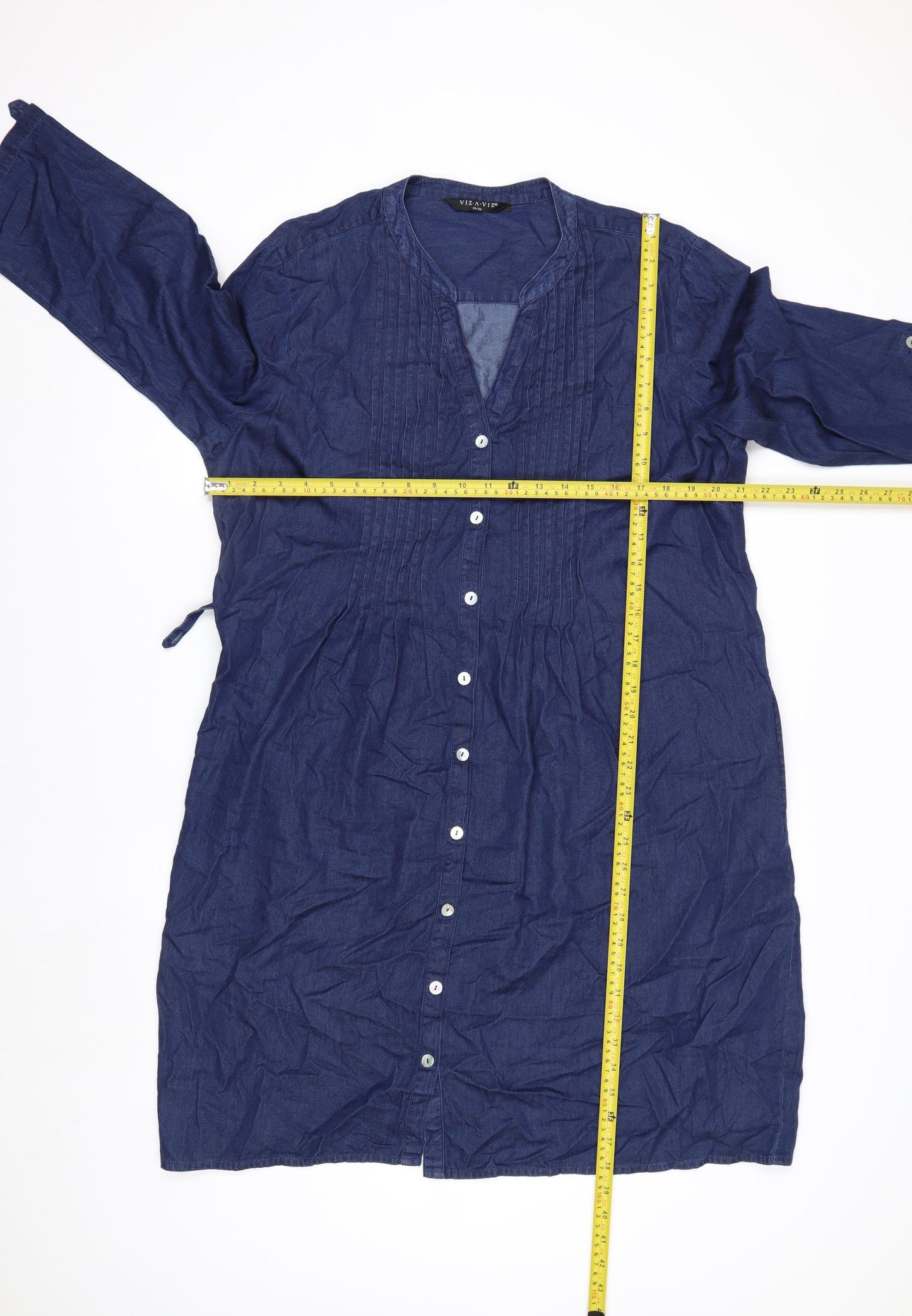 VIZ-A-VIZ Womens Blue Cotton Shirt Dress Size 20/22 Plus