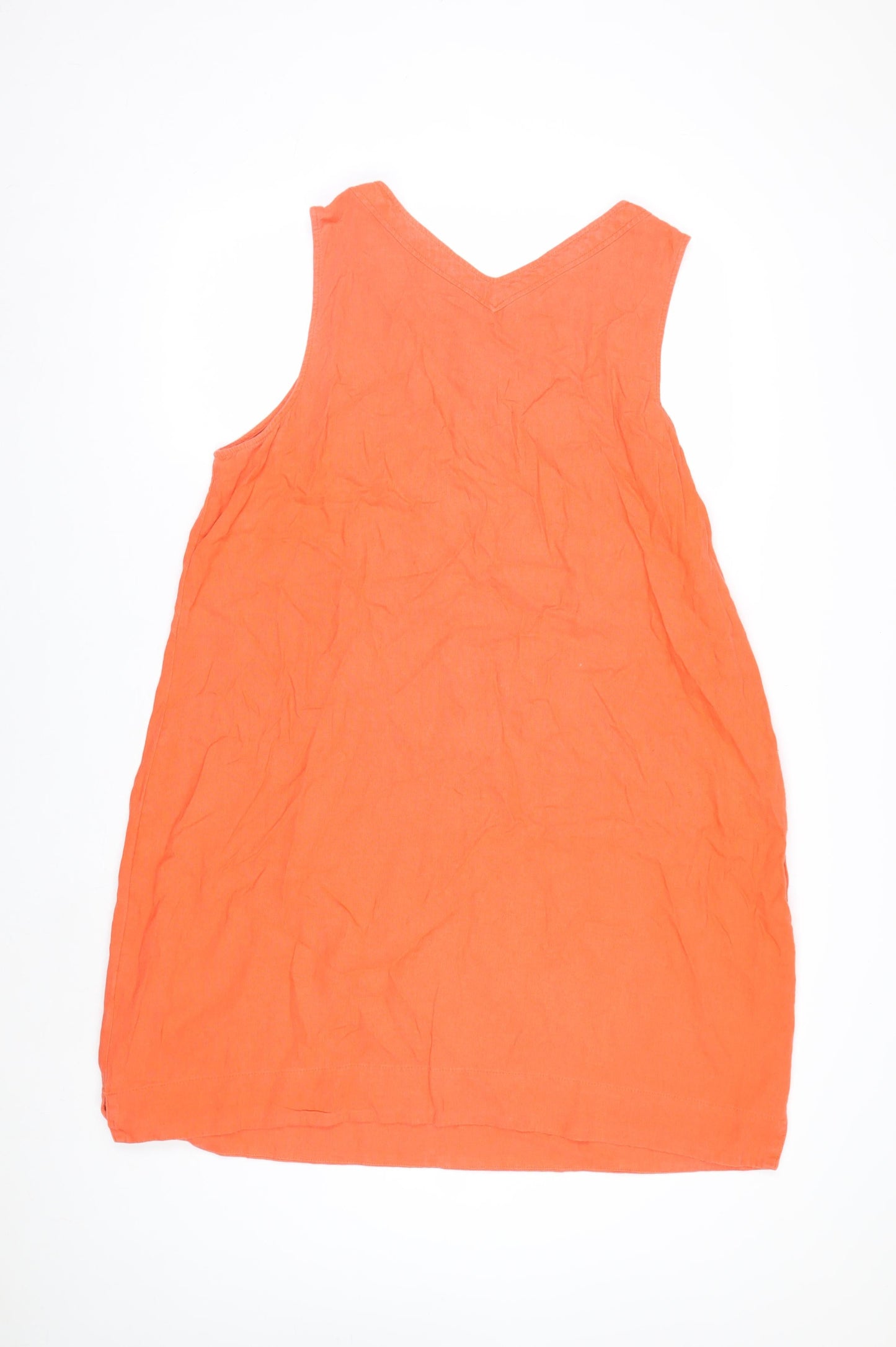 Marks and Spencer Womens Orange Linen Shift Dress Size 18 Sleeveless