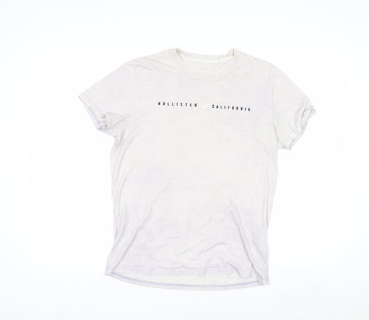 Hollister Womens White Cotton Crew Neck T-Shirt Size L
