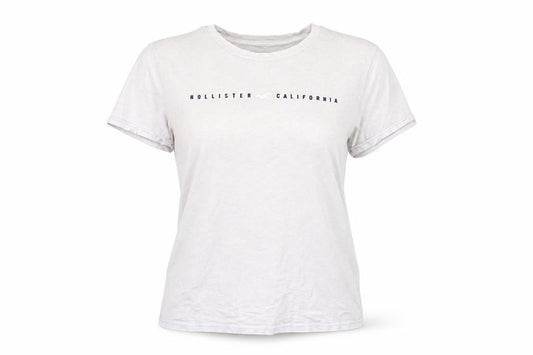 Hollister Womens White Cotton Crew Neck T-Shirt Size L