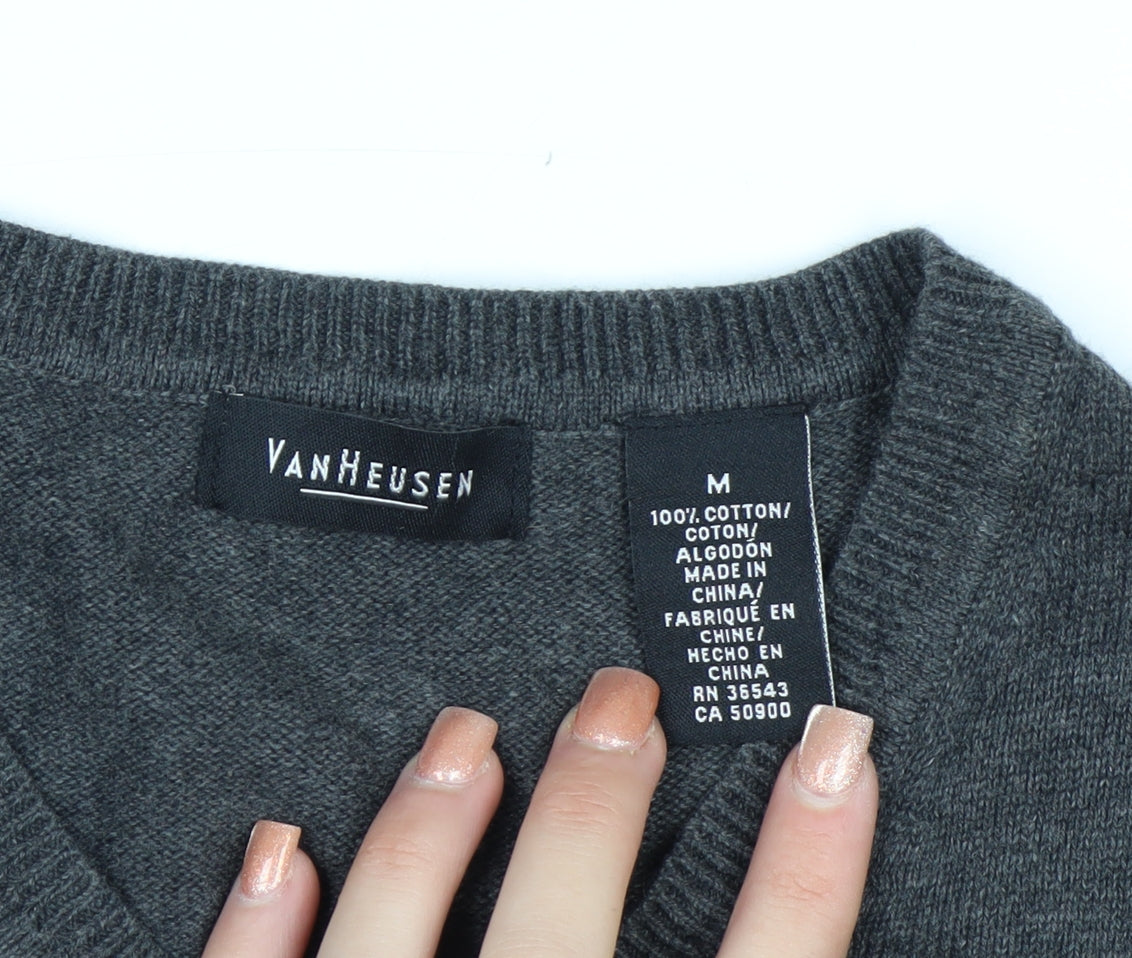 Van Heusen Men's Grey Cotton V-Neck Sleeveless Jumper Vest M
