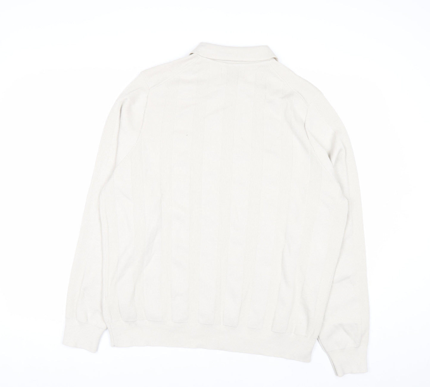 Marks and Spencer Men’s Ivory Merino Wool Blend Collared Henley Jumper XL