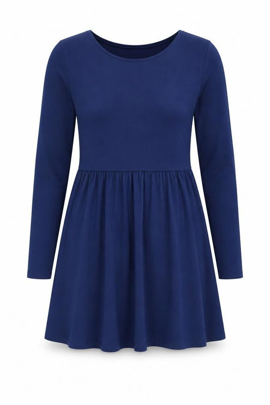 Brave Soul Women Blue Skater Dress M Long Sleeve Casual