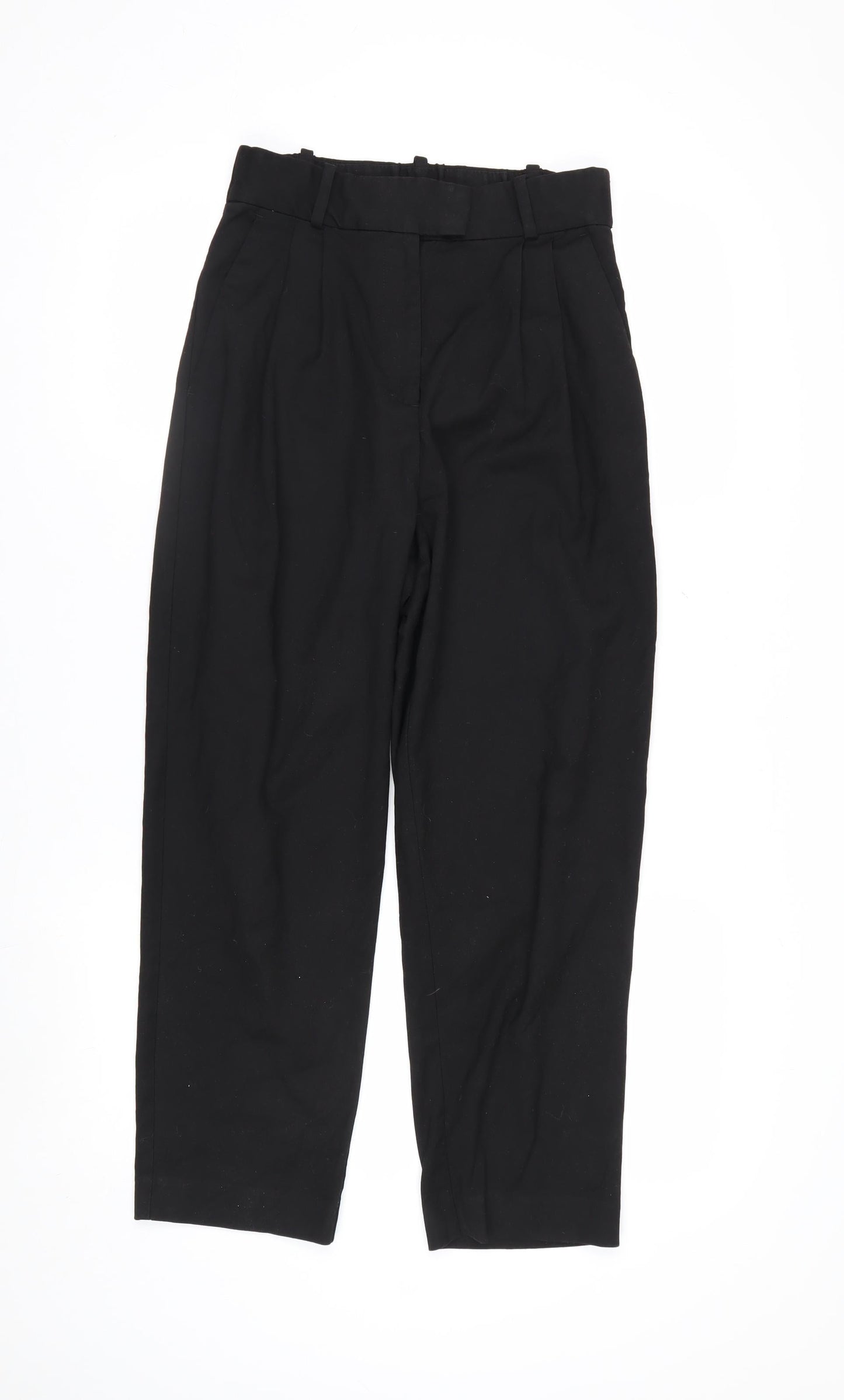 H&M Women's Black Regular Fit Pleated Trousers Size 8