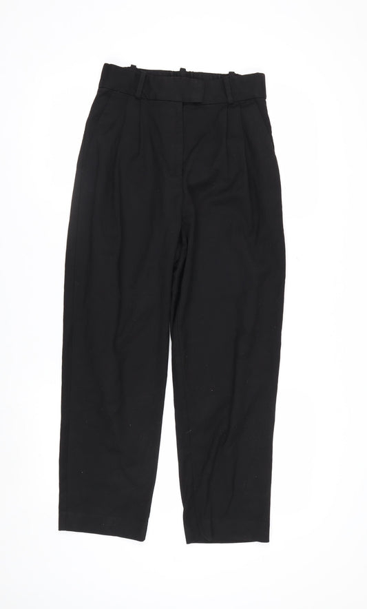 H&M Women's Black Regular Fit Pleated Trousers Size 8
