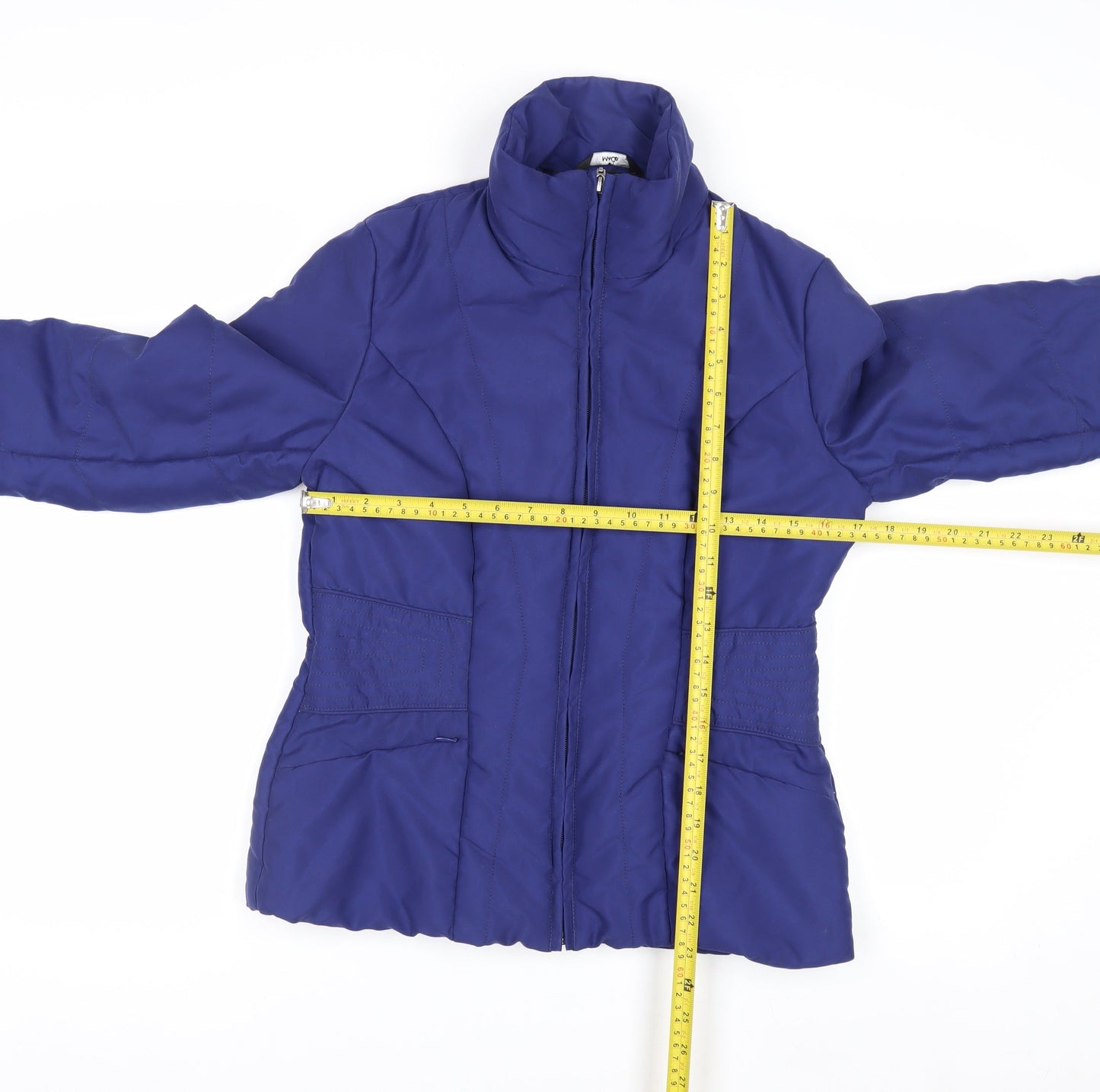 M&Co Womens Blue Size 10 Puffer Jacket Quilted Polyester Winter Coat