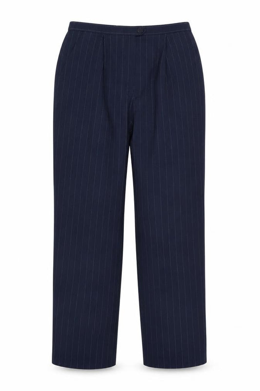 Dressbarn Women’s Blue Pinstripe Pleated Straight Trousers Size 8
