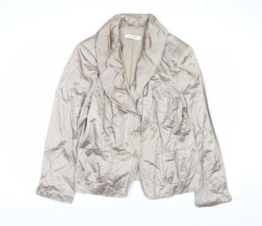 Cassani Women Beige Shawl Collar Single-Breasted Suit Jacket Size 16
