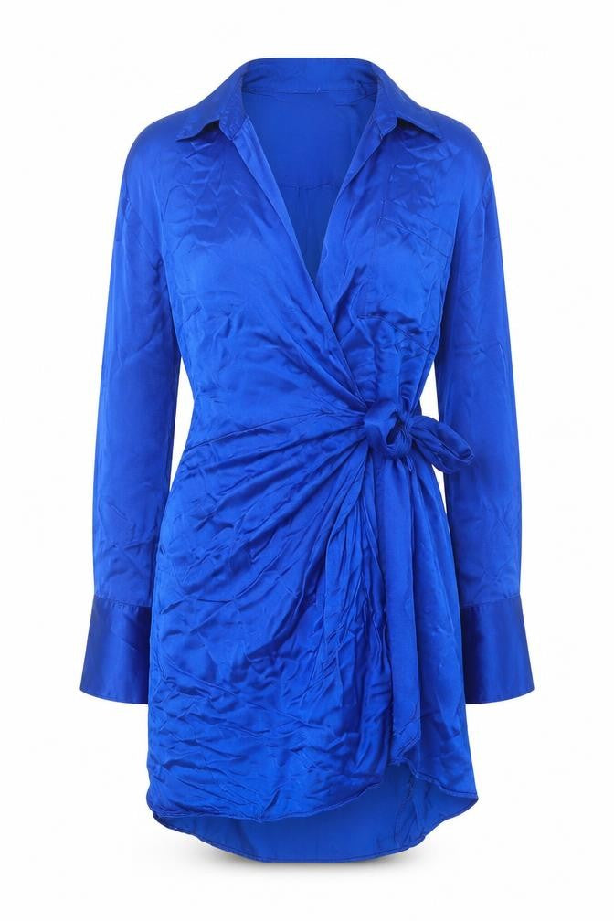 Zara Women’s Blue Viscose Wrap Shirt Dress Size 12