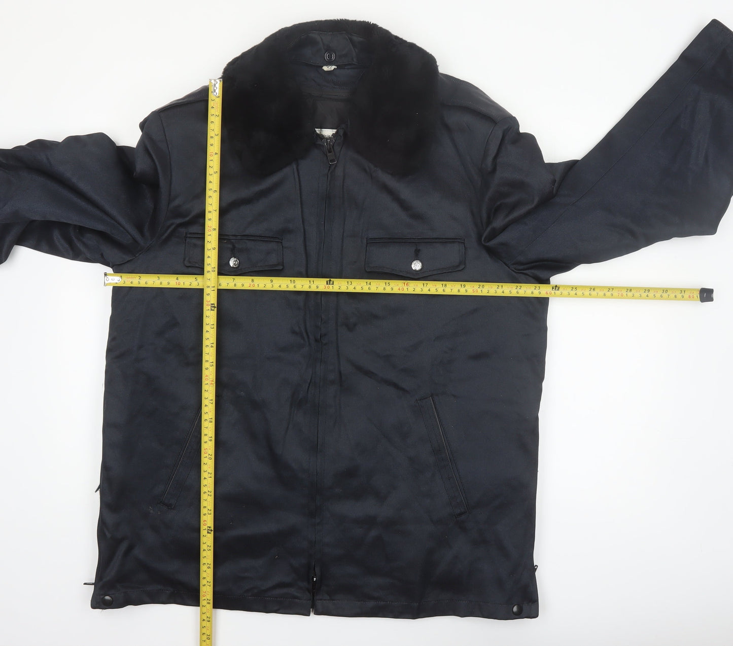 Blauer Men's Black 42 Regular Bomber Jacket with Faux Fur Collar