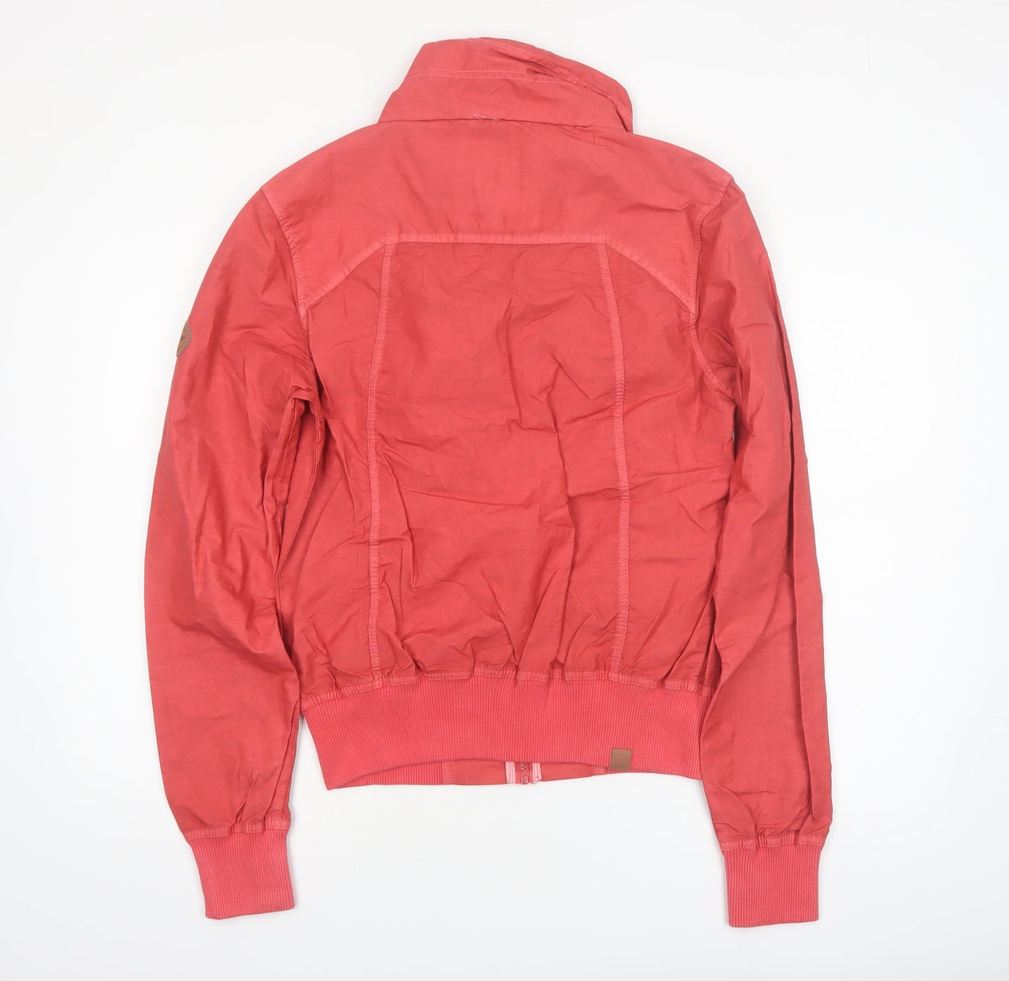 Bench Womens Pink Bomber Jacket Size L Hooded Full Zip Casual