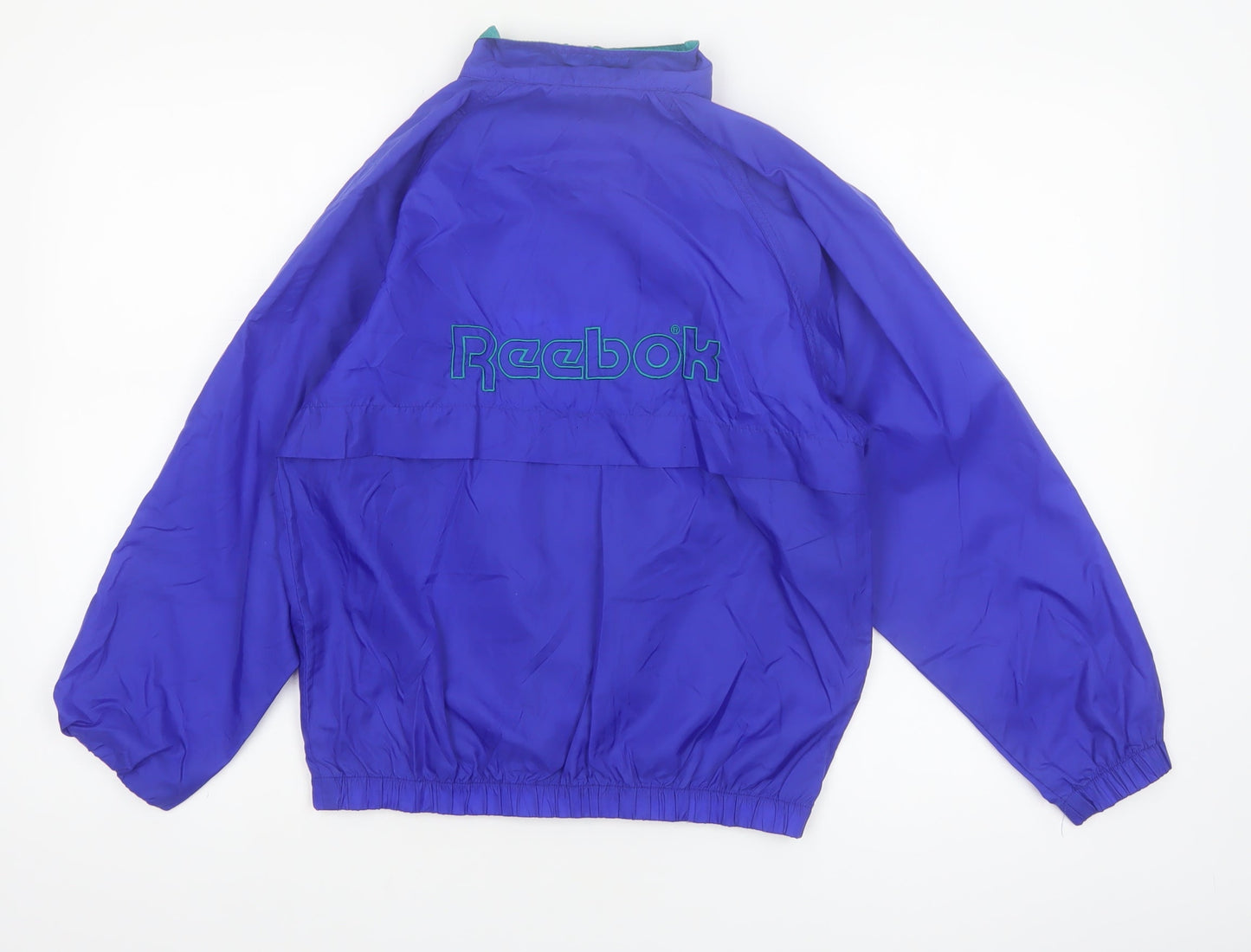 Reebok Womens Blue M 90s Windbreaker Nylon Jacket