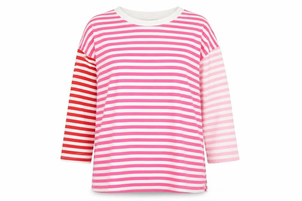 ASOS Women’s Multicoloured Striped 3/4 Sleeve Cotton T-Shirt Size 8