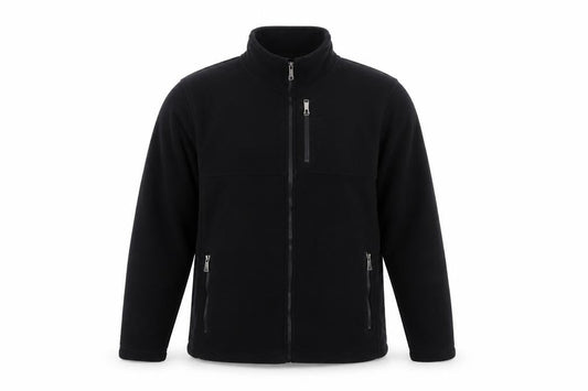 Crane Men's Black Fleece Full Zip Jacket Size L Regular Fit