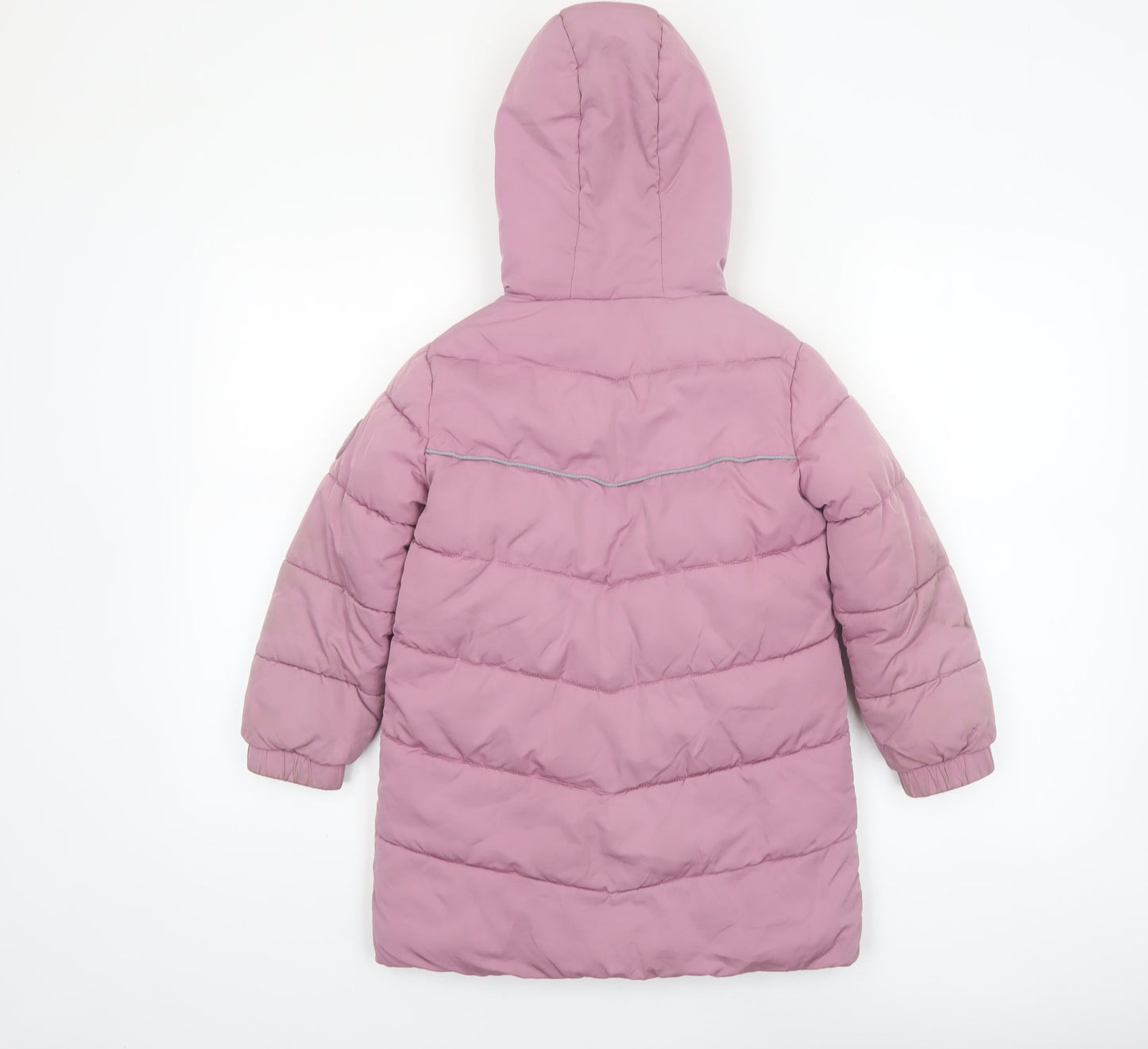 FatFace Girls Pink Hooded Puffer Coat 5-6 Years Winter Lined Jacket