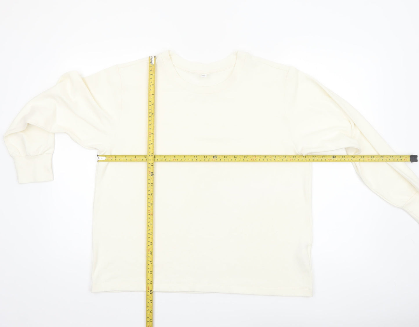 UNIQLO Women Ivory Long Sleeve Basic Stretch T-Shirt Size 2XL