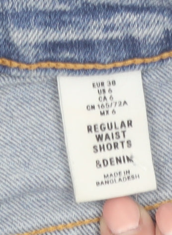&Denim Womens Blue Size 8 Cut-Off Stretch Denim Shorts