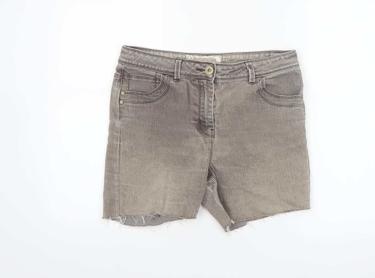 Soon Women’s Grey Cut-Off Denim Shorts Size 14 Stretch Casual