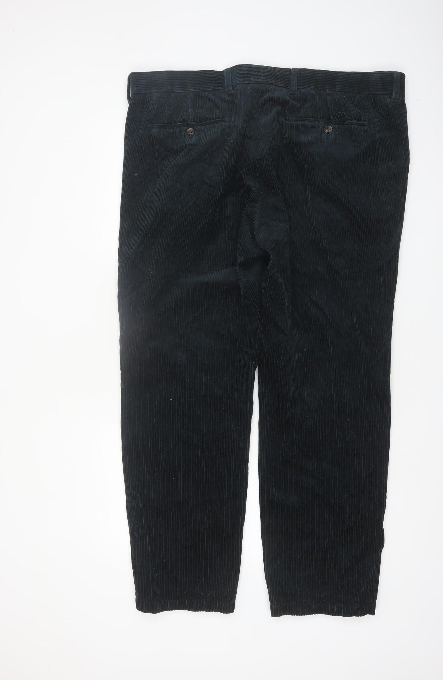 Marks and Spencer Men's Black Corduroy Regular Fit Trousers 42W 31L
