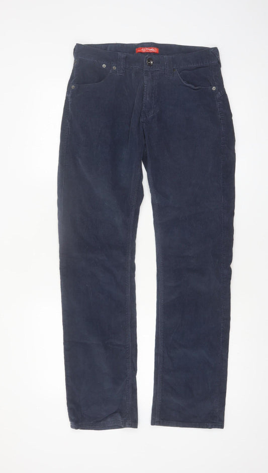 Ed Hardy Men's Blue Corduroy Straight Trousers Size 30x32
