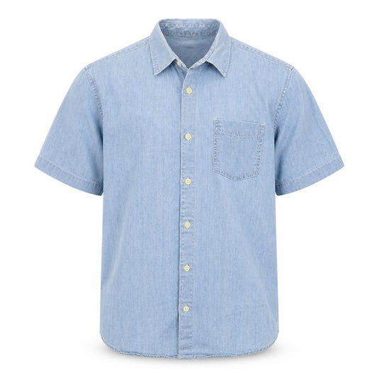 Marks & Spencer Men's Blue Cotton Short Sleeve Button-Up Shirt Size L