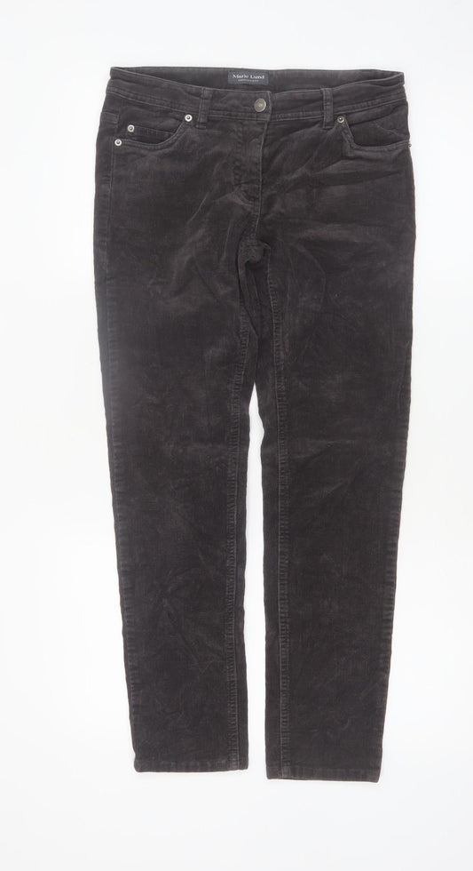 Marie Lund Women's Brown Corduroy Chino Trousers Size 8 Slim Fit