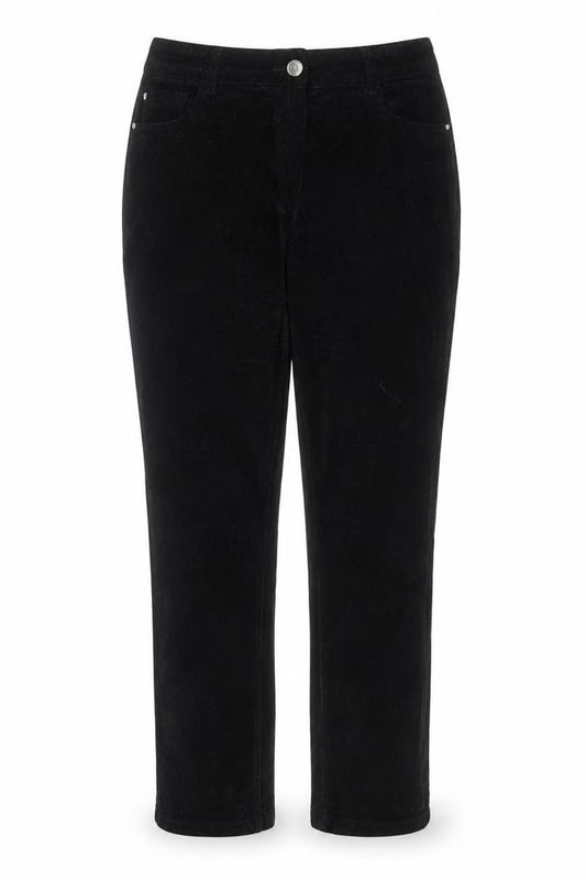 M&Co Women Black Corduroy Stretch Straight Trousers Size 16
