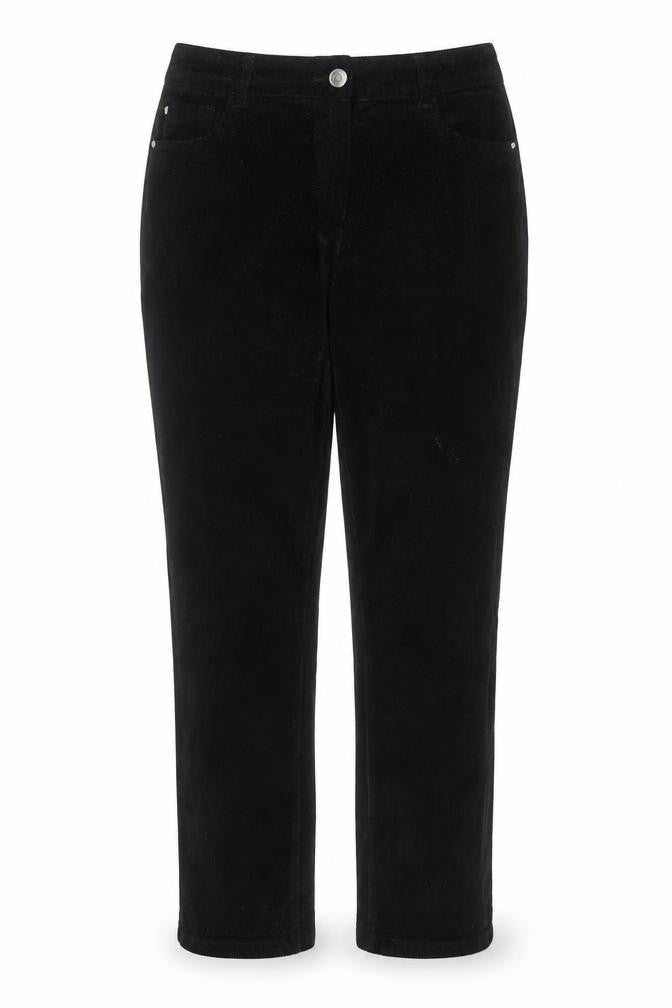 M&Co Women Black Corduroy Stretch Straight Trousers Size 16
