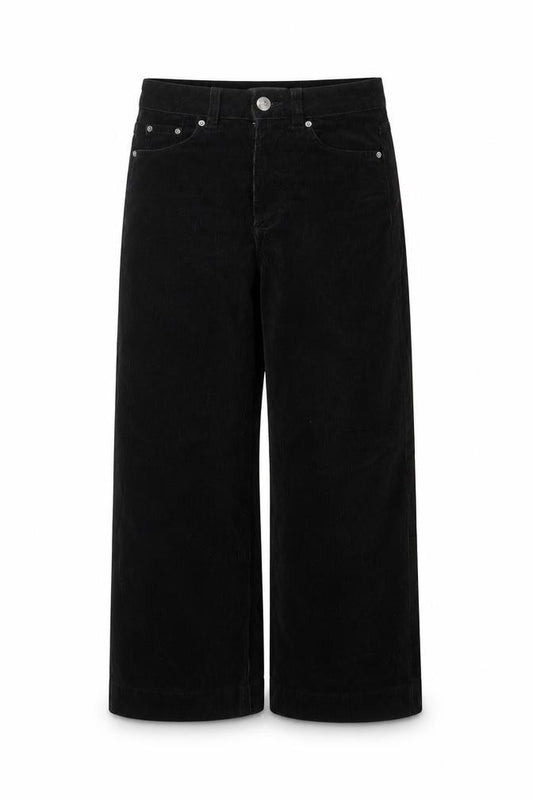 Marks and Spencer Womens Black Corduroy Wide Leg Trousers Size 6