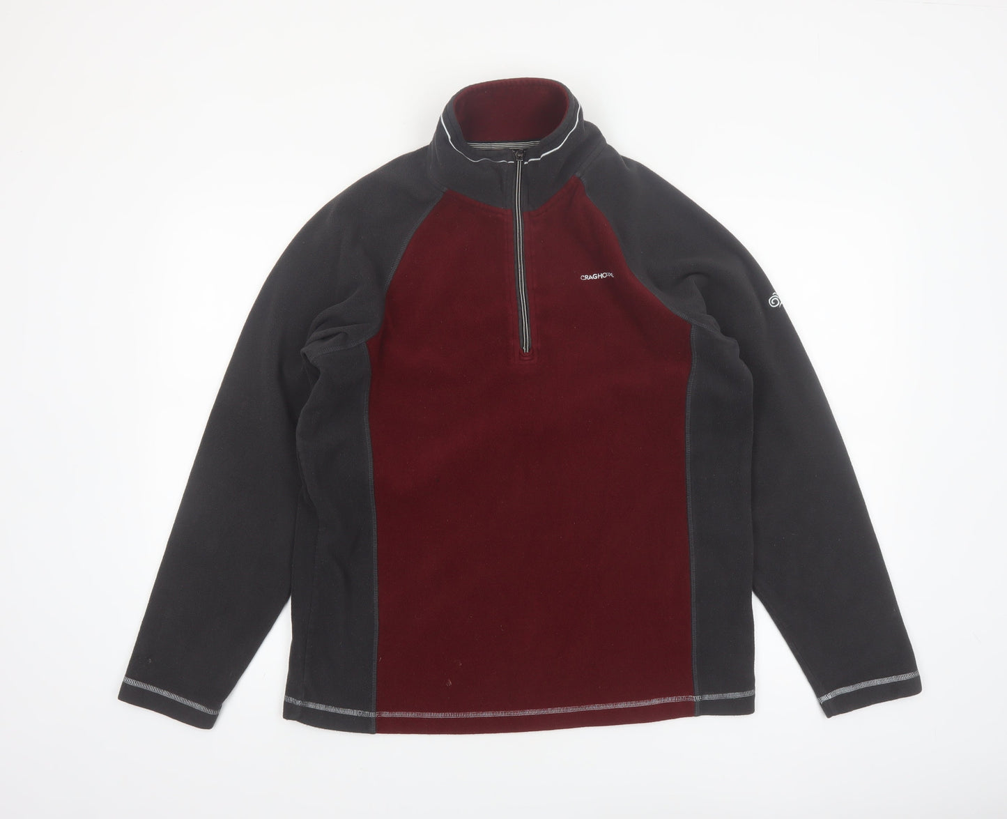 Craghoppers Men’s Red Black Fleece 1/4 Zip Pullover Sweatshirt L