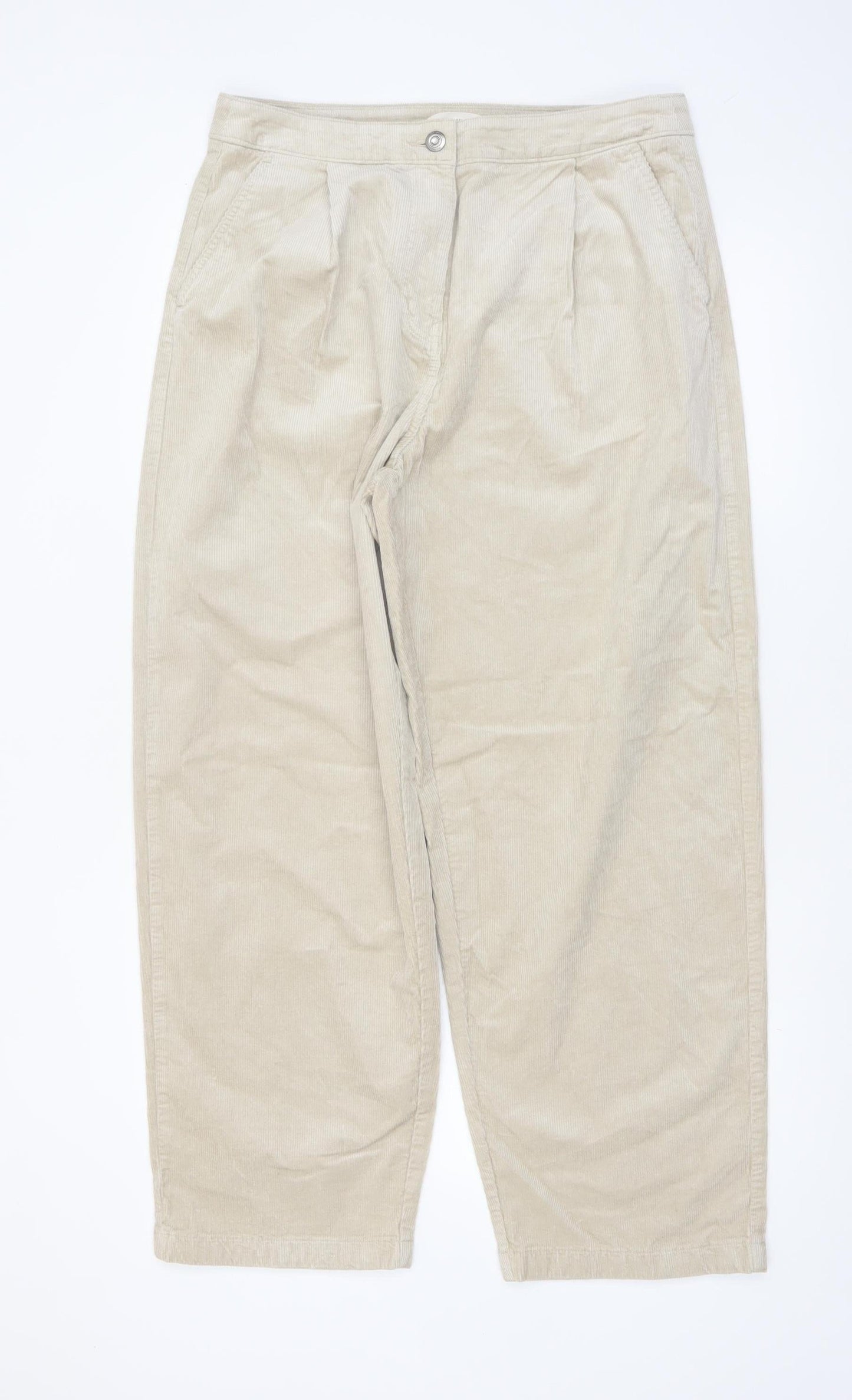 Marks and Spencer Per Una Women’s Beige Corduroy Chino Trousers Size 14 Regular