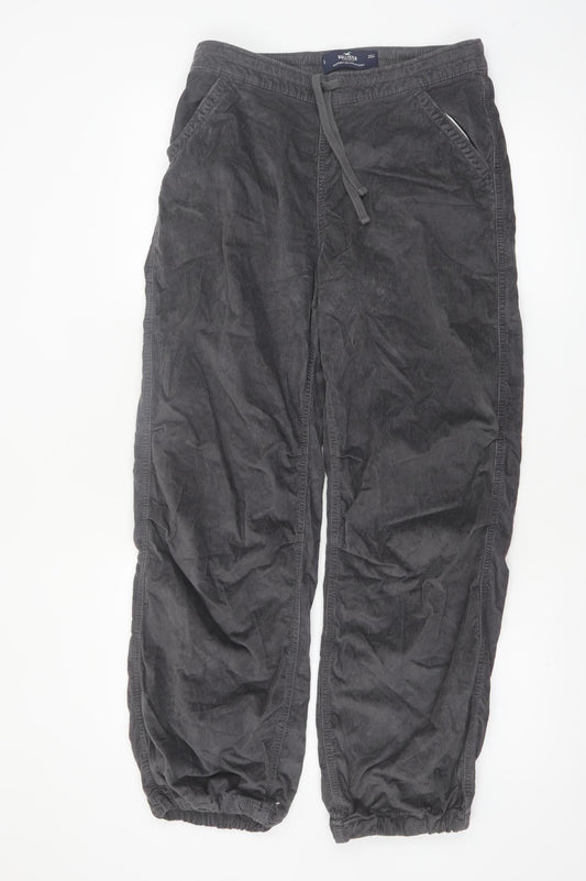 Hollister Women’s Grey Corduroy Jogger Trousers Size S Adjustable Waist