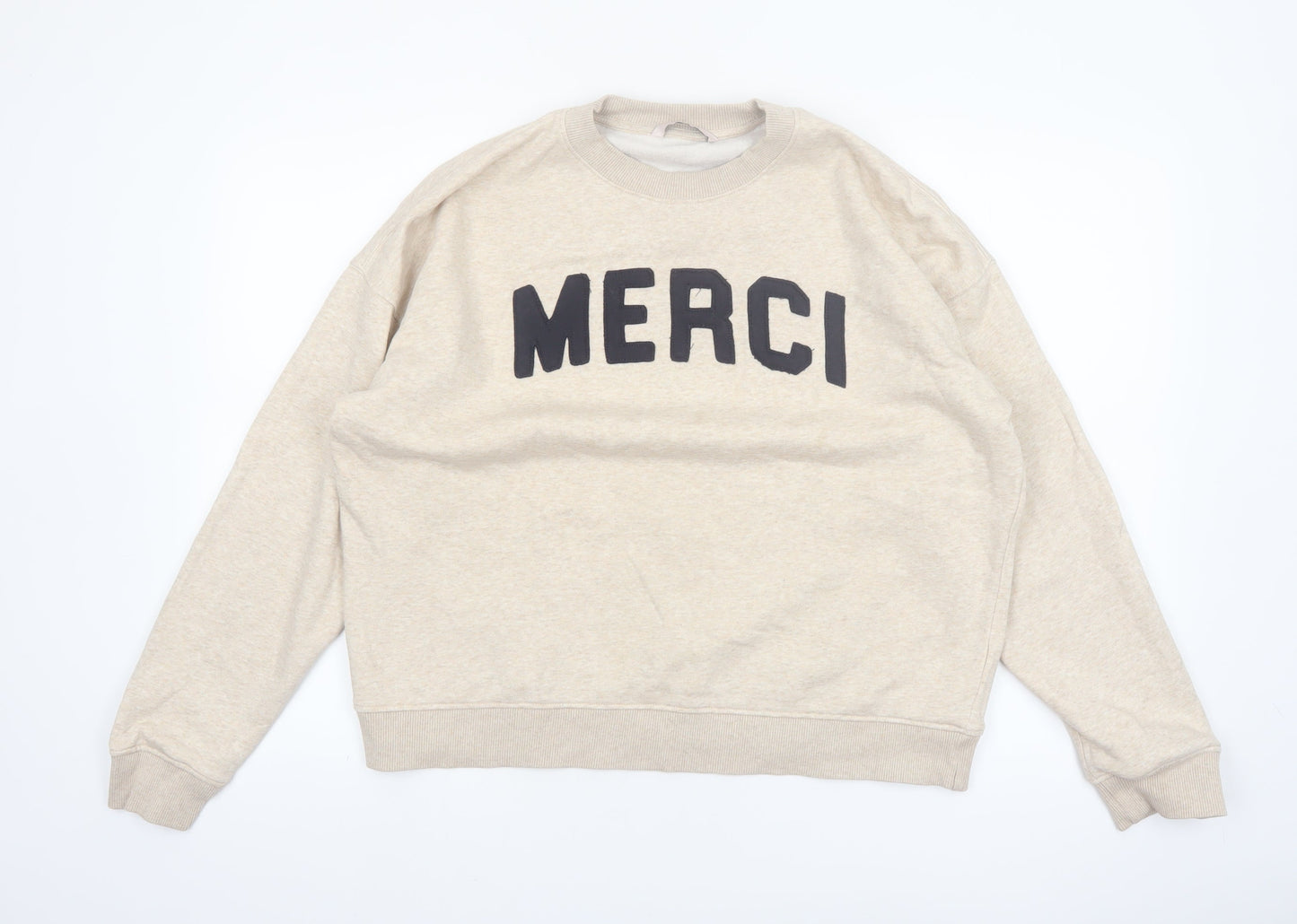 Tu Womens Beige Merci Cotton Blend Pullover Sweatshirt M