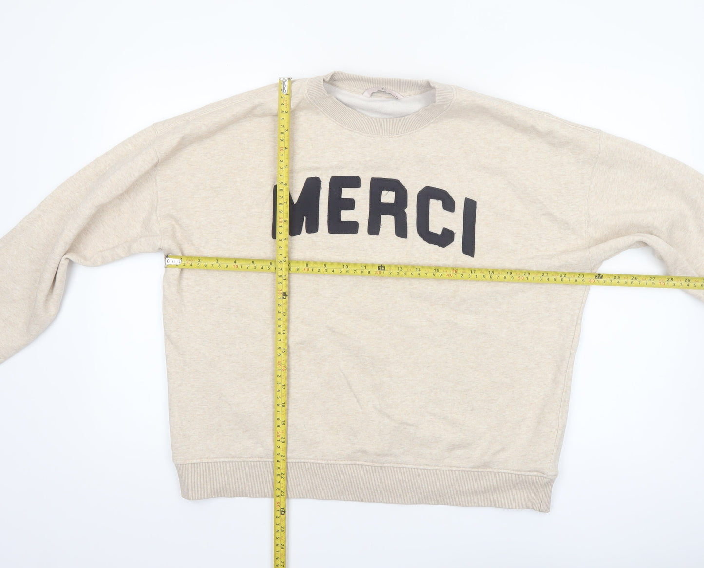 Tu Womens Beige Merci Cotton Blend Pullover Sweatshirt M