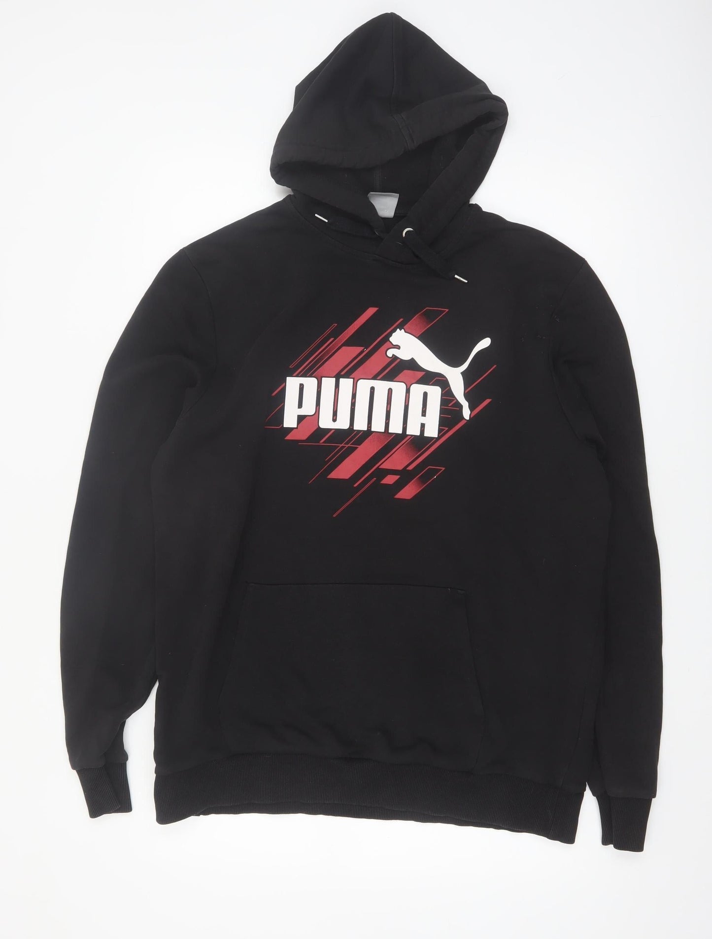Puma Men's Black XL Pullover Hoodie with Logo Graphic Print