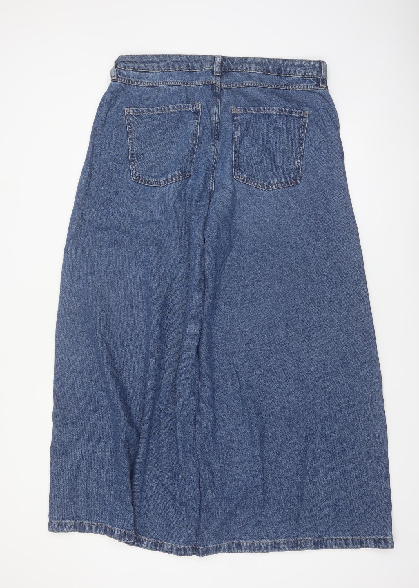 Marks and Spencer Women's Blue Wide-Leg Denim Jeans Size 6 Short
